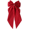 Eleganter großer roter Satin-Haarclip mit langen Bändern für einen süßen Ästhetik-Look - Burgunderrot