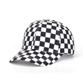 Classic black and white checkerboard baseball cap in durable cotton canvas material - Black & White Checkerboard