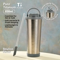 830ml pure titanium vacuum flask with straw and handle in light blue finish - 830ml / Dark Gray