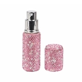 Pink rhinestone refillable perfume atomizer with silver pump on white background - 10ml / Pink