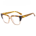 Modische quadratische TR90 Blaulichtfilter-Brille mit Leopard-Champagner-Rahmen - Champagner Schwarz Leopard