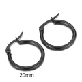 Minimalist matte black 20mm stainless steel hoop earrings for men and women - 20mm / Black