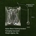 Set of 6 transparent teardrop Christmas ornaments with silver strings, size 98x20mm - Teardrop Pendant / 98mm