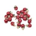 DIY red apple charms with green leaves and golden loops for jewelry making - Red Apple