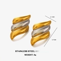 Orecchini asimmetrici a onda in oro e argento, gioielli in acciaio inossidabile 3,7 cm - Bicolore Oro Argento