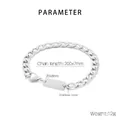 Pulsera cubana de acero inoxidable plateado con placa de identidad lisa, 200 mm de largo - Pulsera / Dorado