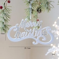 White flocked Merry Christmas sign with silver glitter for Christmas tree decor - Letter Sign