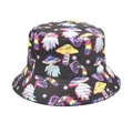 Black bucket hat featuring vibrant colorful mushroom prints for a psychedelic look - M (56-58cm) / Artistic Colorful Mushroom (14#)