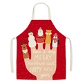 Red Christmas apron featuring cute Santa and reindeer characters with festive typography - Christmas 4 (Adult)