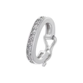 Detailed side view of silver earrings with white zircon inlay on white background - VK253 Silver Large Connector