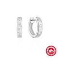 Orecchini Huggie in argento S925 con tre scintillanti pietre di zircone rotonde - Argento
