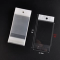Clear self-sealing plastic bag with white hanging header and 12x5.5cm size markings - 5.5*9+3 (White Pearl) / 100 Pcs/Pack