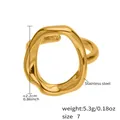 Detailed view of gold stainless steel wavy ring with weight and size specifications - US 7 / Gold Geometric Wave