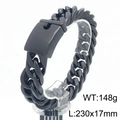 Poliertes schwarzes Panzerarmband aus Titanstahl für Herren mit 17 mm Breite und 230 mm Länge - Poliertes Schwarz Stil (KB206320-KJX)