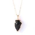 Pendentif en cristal noir en forme de flèche avec bords texturés plaqués or élégants - Bord Doré Flèche Noire (19*35mm) - Pendentif Uniquement