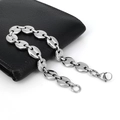 Bracciale da uomo 11mm in acciaio inossidabile argento con maglie a chicco di caffè - Colore Acciaio 20.5cm