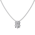 Elegant S925 sterling silver necklace with gift box pendant and square zircon gemstone - White Gold Necklace - Gift Box Style