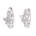Silver star hoop earrings featuring clear cubic zirconia crystals for women - Platinum - White Zirconia