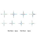 Detailed set of 8 rainbow prism star window stickers in 18x18cm and 15x15cm sizes - RPS008 Static Sticker: Cross Star B