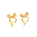 Fashionable golden bow-shaped stud earrings in minimalist polished stainless steel - Minimalist Bowknot Stud Earrings(14#)