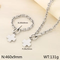 Set gioielli in acciaio argento con chiusura OT, pendente croce e misure catena - Stile Croce (KS194069-Z) / Bracciale / Argento