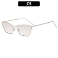 Cat eye metallic gold sunglasses with sleek geometric frames and C5 color code - Silver Frame Gradient Silver Lens
