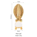 Ornement de luxe feuille dorée nordique avec boule de cristal sur base ronde - Feuille de bananier - Boule de cristal