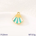 Golden shell-shaped stainless steel pendant with white and turquoise enamel inlay - Turquoise White Scallop (KLJ10765-ZLA)