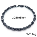 Pulsera de cadena de acero inoxidable negra de 5mm de ancho y 210mm de largo para hombre - Pulsera / Negro (KB163122-KFC)