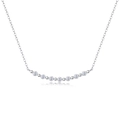 Detailed close-up of a curved S925 sterling silver necklace featuring seven sparkling stones - Smile Clavicle Style (N13441) + GRA Certificate