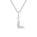 Polished silver stainless steel necklace featuring a textured letter L sunburst pendant - L / Steel Color