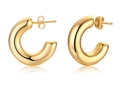Thick 18K gold-plated C-shaped stainless steel hoop earrings with a polished finish - EH-289G Gold C-Shape Chunky