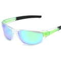 Polarized sports sunglasses with transparent green frames and colorful gradient lenses - Transparent Green Mercury