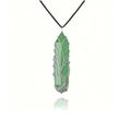 Handmade silver wire-wrapped tree of life crystal necklace with green quartz pendant - Green Aventurine