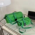 Bright green waterproof cylinder sports bag in two sizes with black buckle and strap - Green