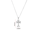 Silver cross necklace with colorful zircons and 3.0cm pendant on a classic O-chain - Silver Cross (A631)