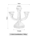 Three-arm glass candle holder with dimensions 14x13cm for elegant French vintage decor - Triple Arm Glass Candle Holder