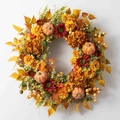Herbst ernte kranz mit künstlichen kürbissen, ahornblättern und herbstblumen - 45CM (Plastikkranz)