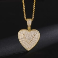 Hip hop hart ketting met gouden plating, zirkonia pavé en een stijlvolle touwketting - 3.0cm*4.4cm / Ketting Set [Groot] / Goud