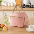 Bolsa térmica rosa para almuerzo con estampado TASTY FOOD y asas resistentes - Rosa