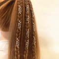 Bohemian gold spiral hair rings for braids on model with brown braided hair styling - 10 Pcs/Set / Rose Gold