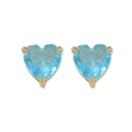 Elegant heart-shaped light blue gemstone stud earrings with golden prong setting - Earrings-Light Blue