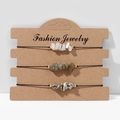 Three-piece handmade crystal chip bracelets with white turquoise and green epidote stones - FK0055 White Turquoise Epidote Set