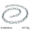 Silver square link stainless steel chain necklace 550x9mm variant with lobster clasp - Steel Color Necklace 55cm (KN202959-Z)