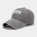 Détail d'une casquette en coton gris délavé avec broderie Nope not today blanche - Gris