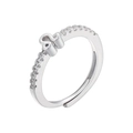 Macro detail of silver Leo zodiac ring featuring pavé cubic zirconia and open band - Leo / Silver