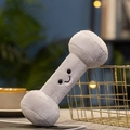 Manubrio di peluche grigio con viso sorridente ricamato vicino a cesto dorato - Manubrio Grigio / 20cm