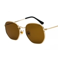 Gafas de sol poligonales irregulares de metal dorado con lentes marrones para adultos - Montura Dorada Lente Té C5