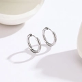 Polished silver titanium steel 2.5mm hoop earrings for a minimalist and modern fashion look - 2mm Steel Color Hoop