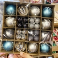 Blue and champagne Christmas ornament set in 16-count kraft box for festive tree decoration - Black + Silver 44pcs Gift Box Set